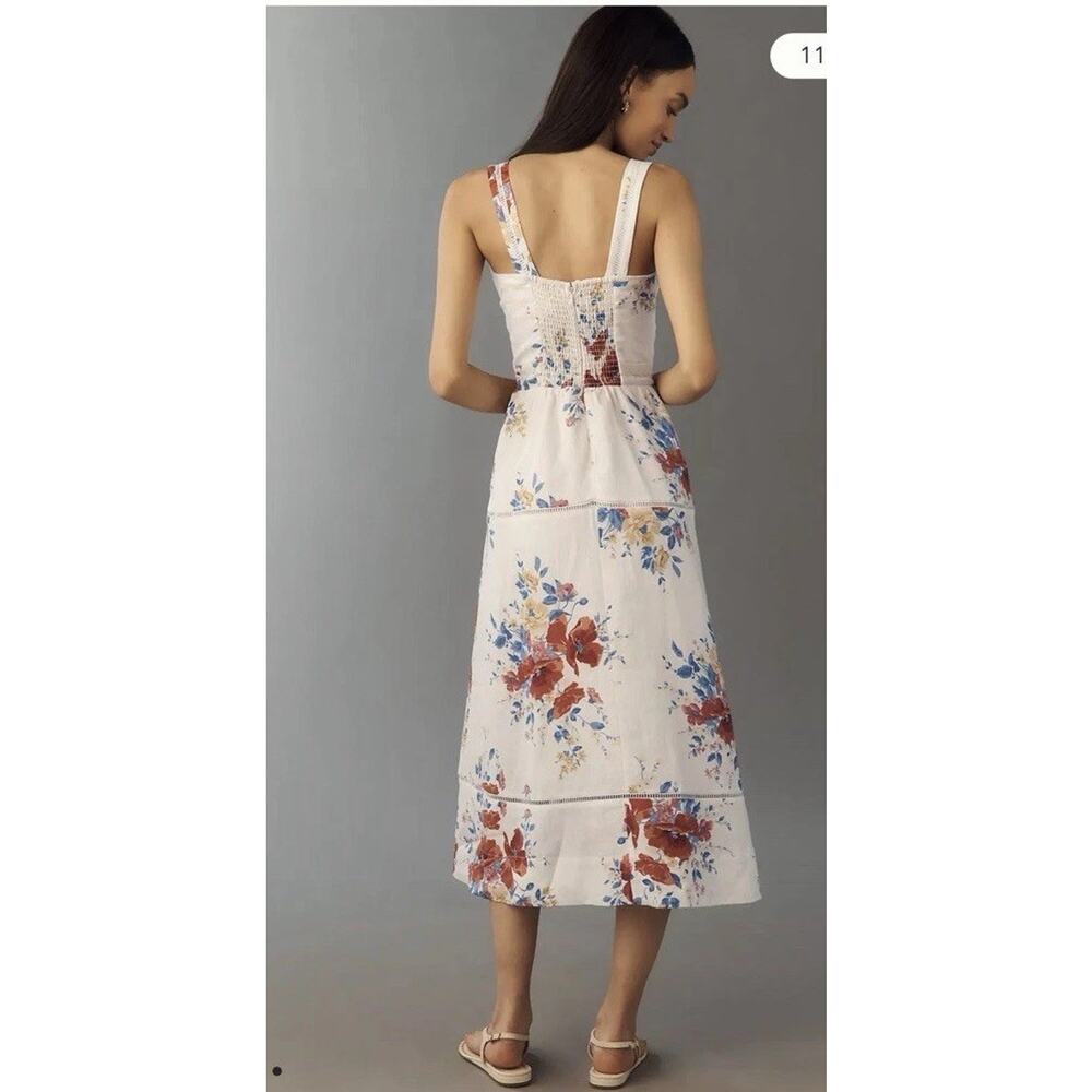 Reformation Everett 100% Linen Floral Midi Dress $298 Sz 2 NEW - Picture 2 of 16